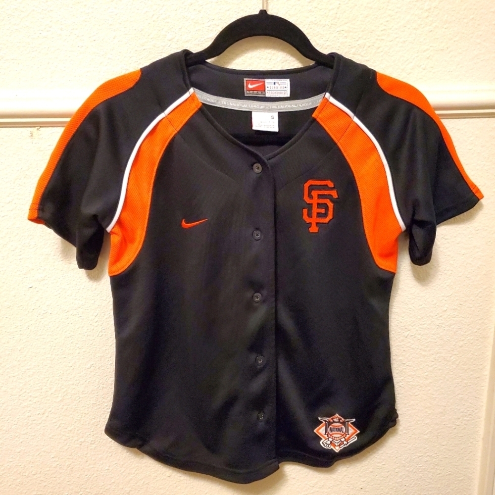Nike Women's San Francisco Giants Black and Orange Jersey